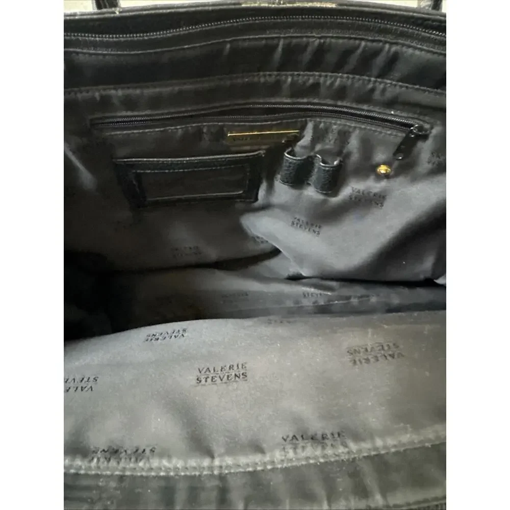 Valerie Stevens Organizer Black Leather Brief Case/Shoulder Bag/Laptop Bag